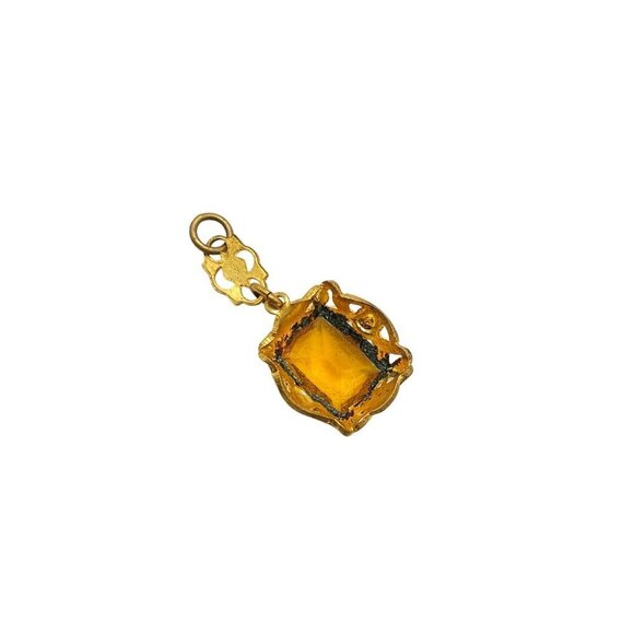 UNCAS Citrine Colored Rhinestone Filigree Ring Pendant Set Gold Tone Vintage - Picture 3 of 7